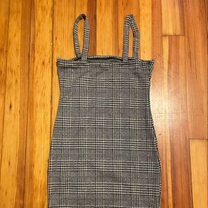 Plad brown and gray bodycon dress